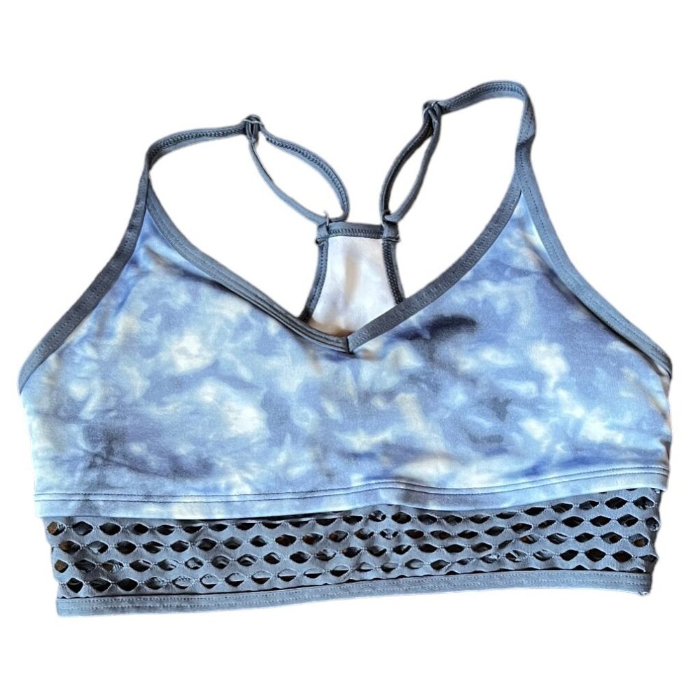 Victoria's Secret PINK Ultimate Lightly Lined Racerback Blue Tie Dye Sports Bra